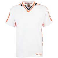 Image of Biała koszula z krótkim rękawem TOFFS Retro z pomarańczowo-czarną taśmą
