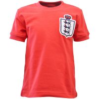 Image of Czerwona dziecięca koszulka piłkarska w stylu retro z krótkim rękawem Anglia