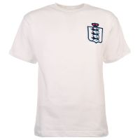 Image of Biała dziecięca koszulka piłkarska w stylu retro z krótkim rękawem Anglia
