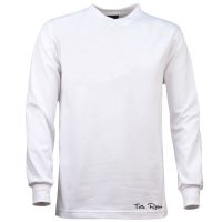 Biała koszula TOFFS Retro z długimi rękawami i skrzyżowanym dekoltem