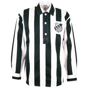 Santos 1950-1970s Stripe Football T Shirt Sizes S-XXL Embroidered Logo 